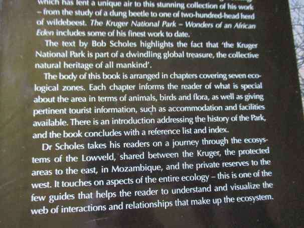 THE KRUGER PARK - WONDERS OF AN AFRICAN EDEN - NIGEL J DENNIS & BOB SCHOLES ( book has a minor bump