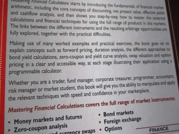 MASTERING FINANCIAL CALCULATIONS - A STEP-BY-STEP GUIDE TO THE MATHEMATICS OF FINANCIAL MARKET INSTR
