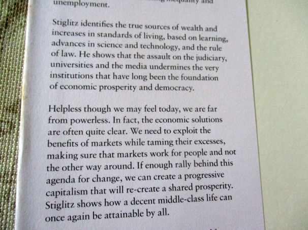 PEOPLE, POWER AND PROFITS - PROGRESSIVE CAPITALISM FOR AN AGE OF DISCONTENT - JOSEPH E STIGLITZ