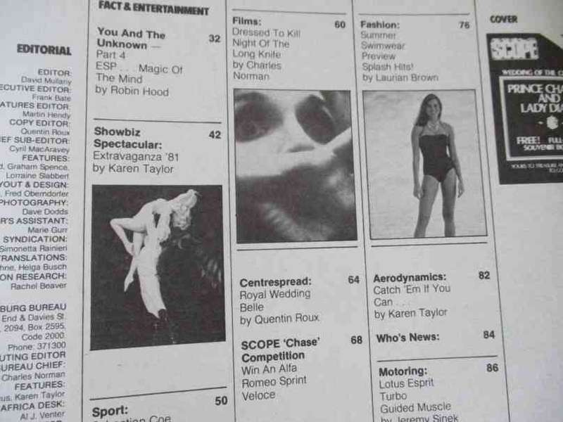 SCOPE MAGAZINE 7 AUGUST 1981 ( JO-ANN MILES DURBAN, BRUCE SPRINGSTEEN, LOTUS ESPRIT TURBO