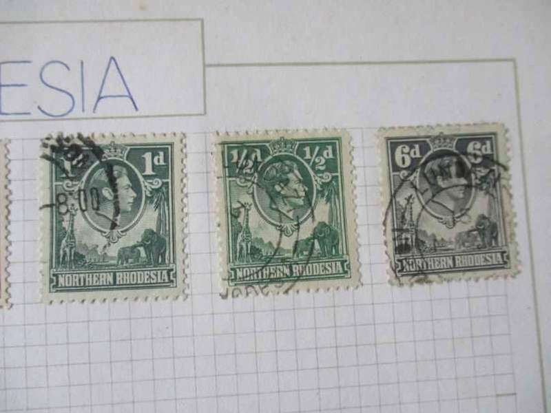SHEET WITH 11 NORTHERN RHODESIA STAMPS