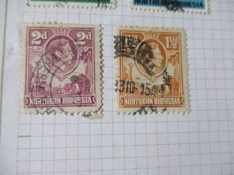 SHEET WITH 11 NORTHERN RHODESIA STAMPS