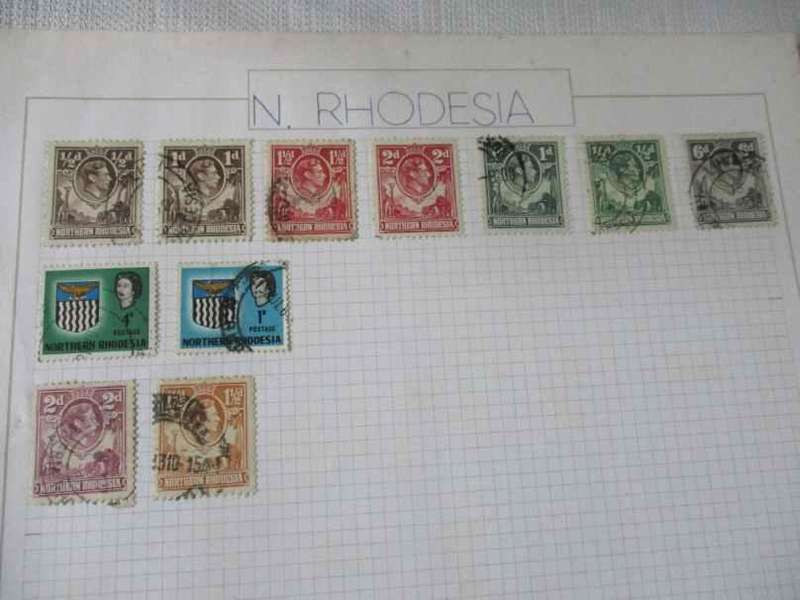 SHEET WITH 11 NORTHERN RHODESIA STAMPS