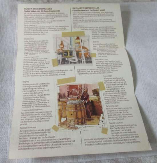 VINTAGE - VAN RYN BRANDY CELLAR BROCHURE BOOKLET