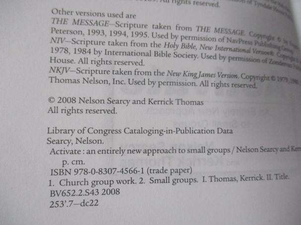 ACTIVATE - AN ENTIRELY NEW APPROACH TO SMALL GROUPS - NELSON SEARCY AND KERRICK THOMAS
