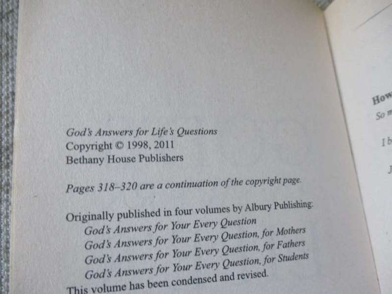 GOD'S ANSWERS FOR LIFE'S QUESTIONS - BETHANY HOUSE