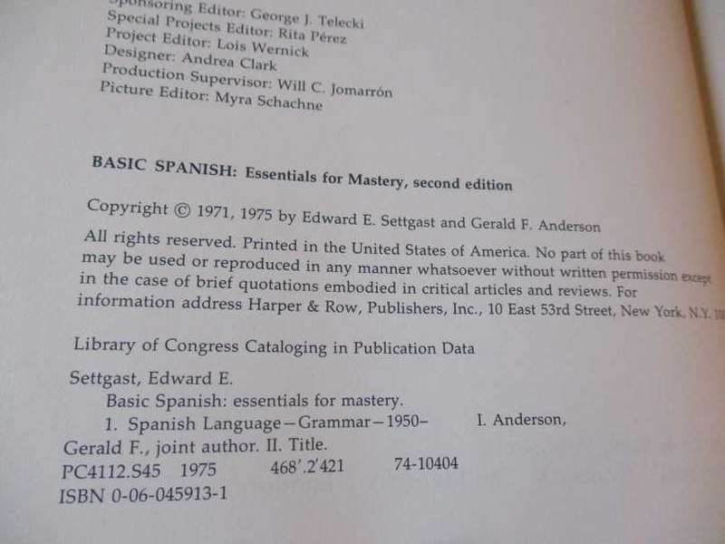 BASIC SPANISH - ESSENTIALS FOR MASTERY - EDWARD E SETTGAST