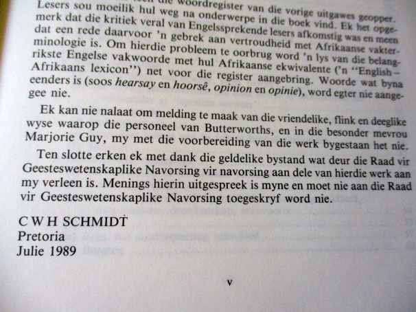 BEWYSREG - CWH SCHMIDT ( DERDE UITGAWE )