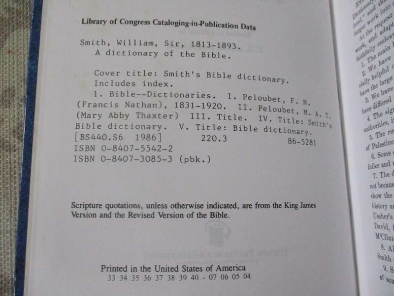 SMITH'S BIBLE DICTIONARY