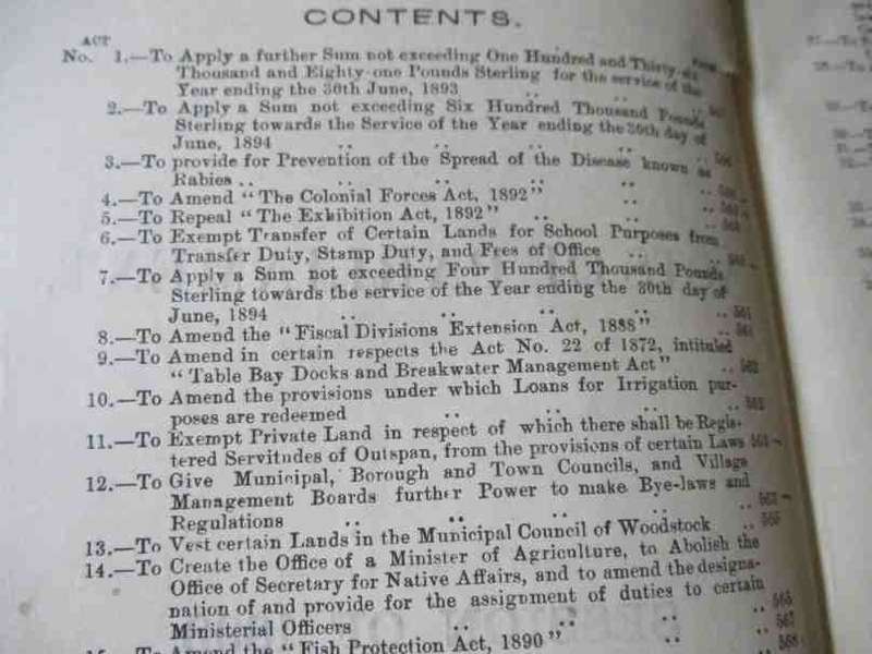 CAPE OF GOOD HOPE ACTS OF PARLIAMENT SESSION 1893 - FIFTH SESSION OF THE EIGHT PARLIAMENT