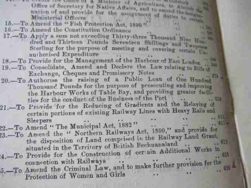 CAPE OF GOOD HOPE ACTS OF PARLIAMENT SESSION 1893 - FIFTH SESSION OF THE EIGHT PARLIAMENT
