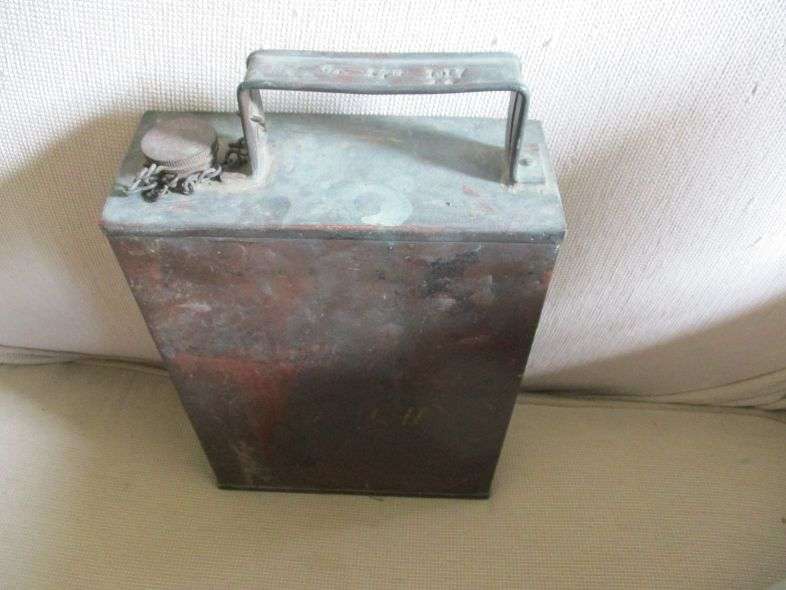 ANTIQUE MILITARY  VICKERS MACHINE GUN  ? KEROSENE? WW1 COPPER CONTAINER.