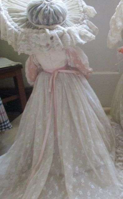 LARGE LOVELY TWIN RUBBER DOLLS IN VICTORIAN ATTIRE ---57CM TALL ---1950's ?