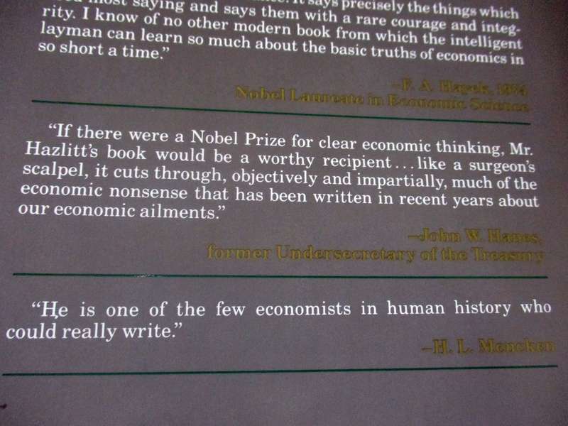 ECONOMICS IN ONE LESSON - THE SHORTEST AND SUREST WAY TO UNDERSTAND BASIC ECONOMICS - HENRY HAZLITT