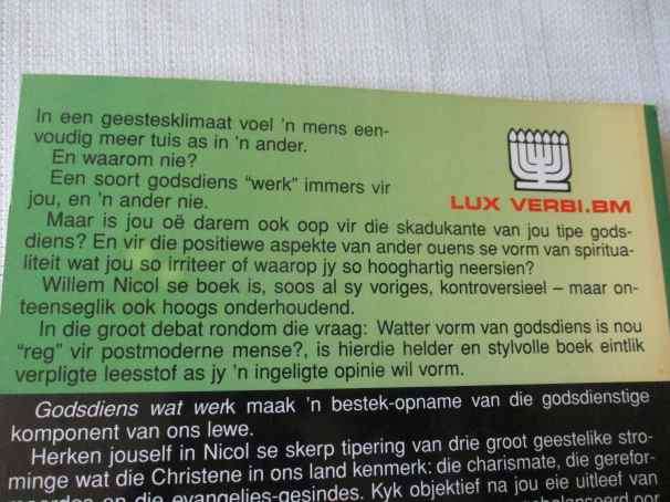 GODSDIENS WAT WERK - ONTDEK DIE SOORT GODSDIENS WAT VIR JOU DIE BESTE WERK - WILLEM NICOL