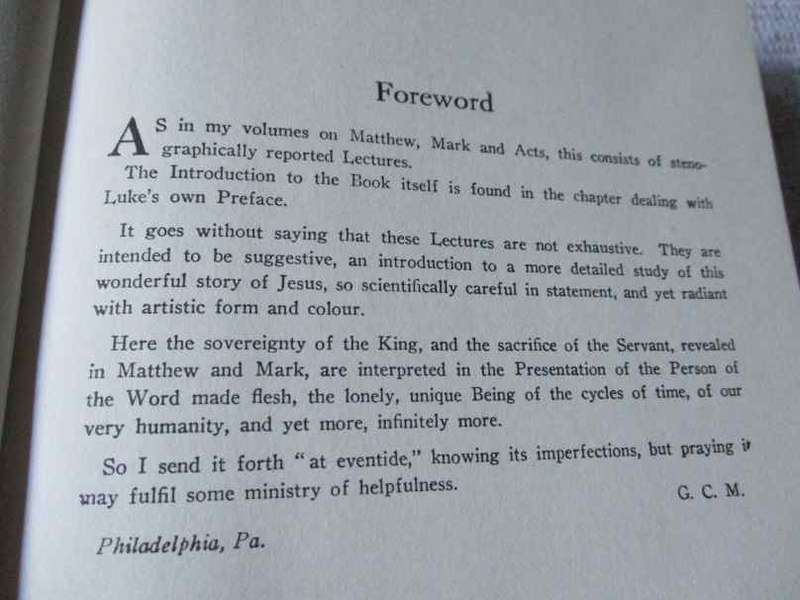 THE GOSPEL ACCORDING TO LUKE - G CAMPBELL MORGAN