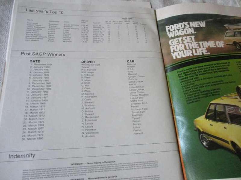 S.A. KYALAMI GRAND PRIX 7 FEBRUARY 1981 PROGRAMME