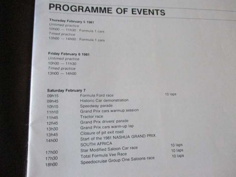 S.A. KYALAMI GRAND PRIX 7 FEBRUARY 1981 PROGRAMME