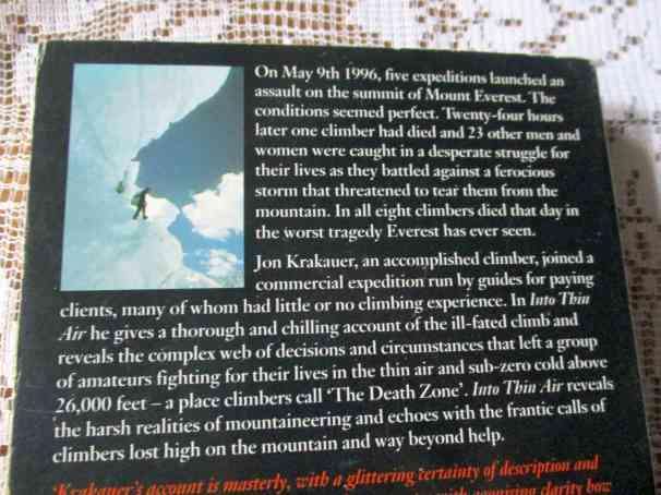 INTO THIN AIR - A PERSONAL ACCOUNT OF THE EVEREST DISASTER - JON KRAKAUER