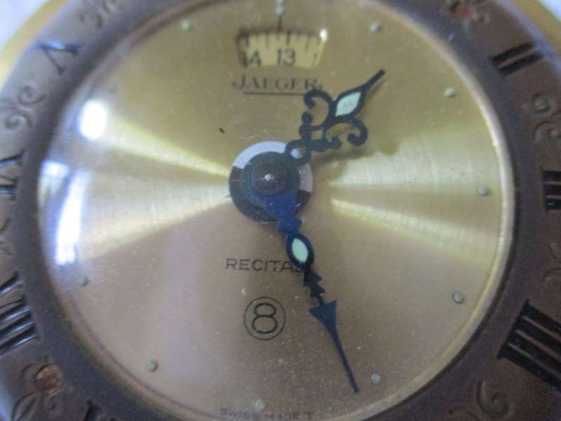 VINTAGE ORNATE JAEGER RECITAL 8 DAY ALARM CLOCK