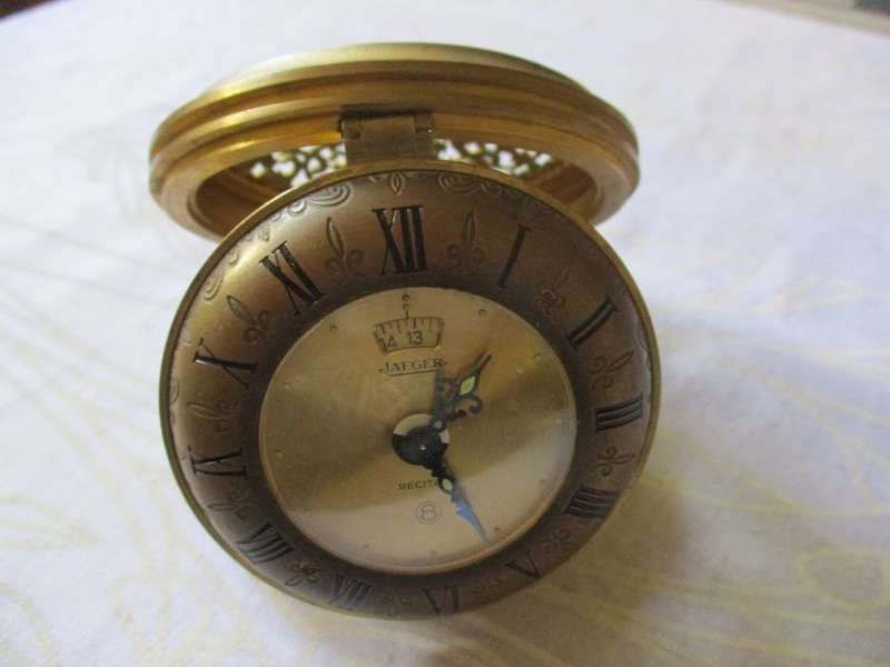 VINTAGE ORNATE JAEGER RECITAL 8 DAY ALARM CLOCK