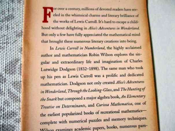 LEWIS CARROLL IN NUMBERLAND - HIS FANTASTICAL MATHEMATICAL LOGICAL LIFE - ROBIN WILSON