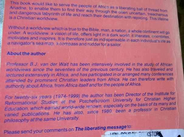 THE LIBERATING MESSAGE - A CHRISTIAN WOLDVIEW ON AFRICA - BJ VAN DER WALT