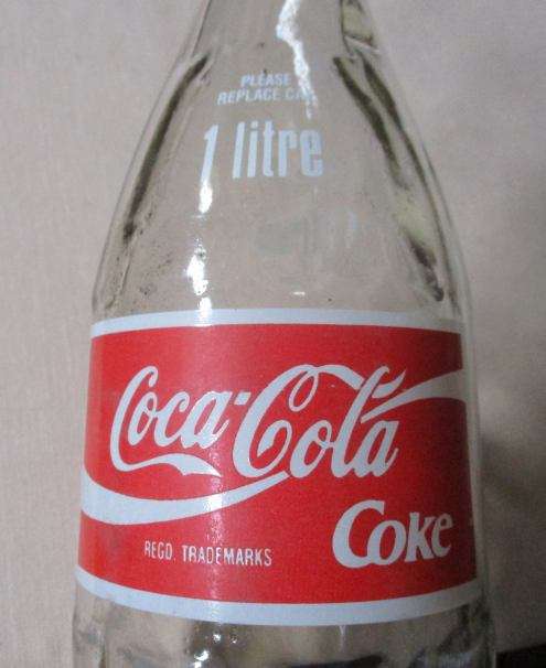 OLD S.A. 1 LITRE COCA-COLA GLASS BOTTLE