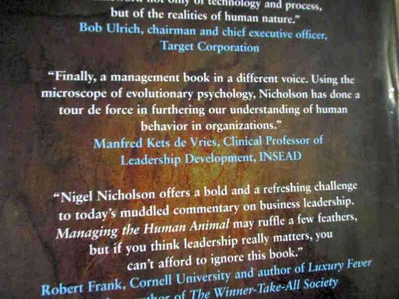 MANAGING THE HUMAN ANIMAL - NIGEL NICHOLSON