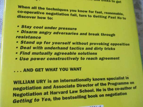 GETTING PAST NO - NEGOTIATING WITH DIFFERENT PEOPLE - WILLIAM URY