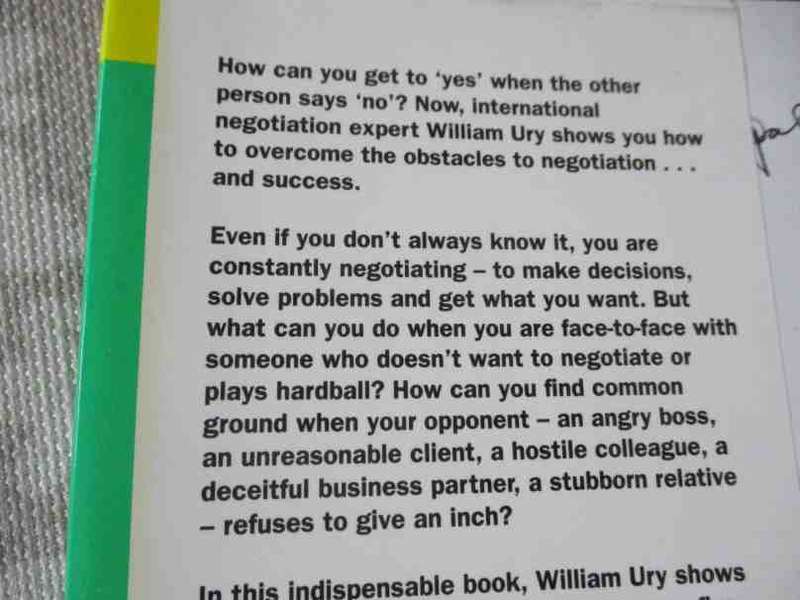 GETTING PAST NO - NEGOTIATING WITH DIFFERENT PEOPLE - WILLIAM URY