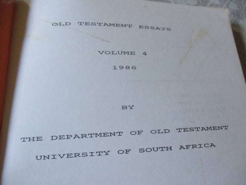 OLD TESTAMENT ESSAYS - VOL 4 - THE DEPARTMENT OF OLD TESTAMENT UNIVERSITY OF S.A.