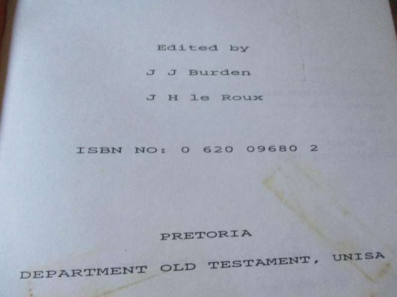 OLD TESTAMENT ESSAYS - VOL 4 - THE DEPARTMENT OF OLD TESTAMENT UNIVERSITY OF S.A.