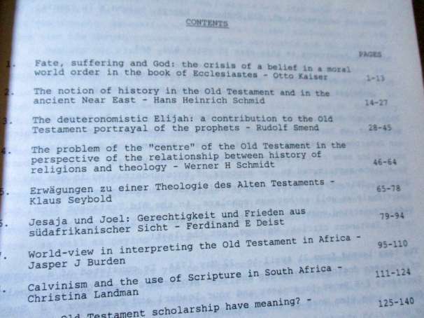 OLD TESTAMENT ESSAYS - VOL 4 - THE DEPARTMENT OF OLD TESTAMENT UNIVERSITY OF S.A.