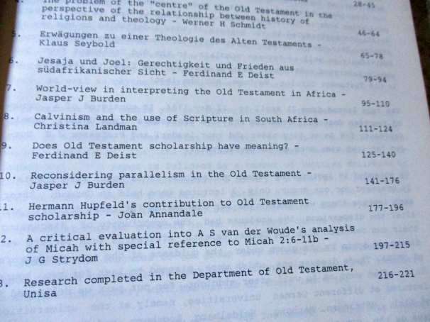 OLD TESTAMENT ESSAYS - VOL 4 - THE DEPARTMENT OF OLD TESTAMENT UNIVERSITY OF S.A.