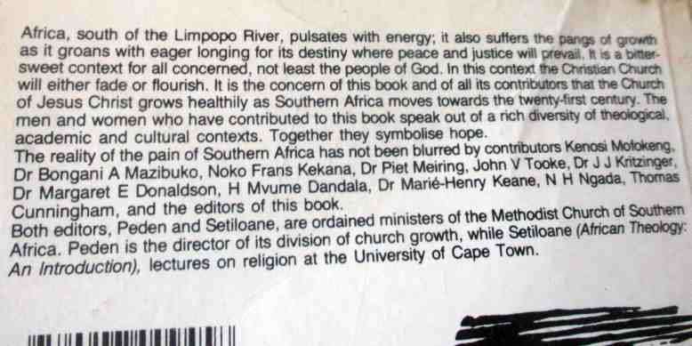 PANGS OF GROWTH - A DIALOGUE ON CHURCH GROWTH IN SOUTHERN AFRICA - EDITED BY GABRIEL M SETILOANE