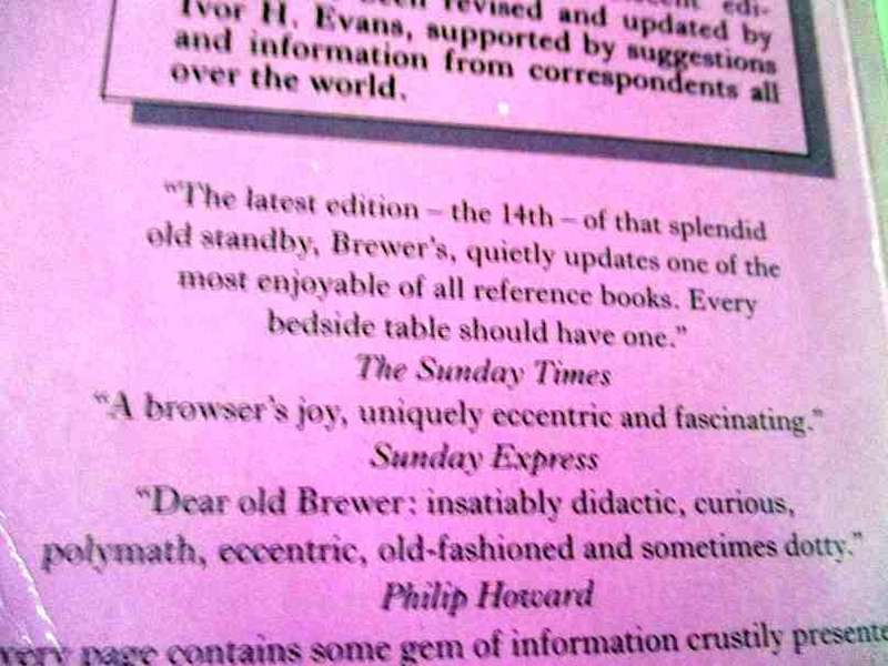 BREWER'S DICTIONARY OF PHRASE & FABLE  14th edition