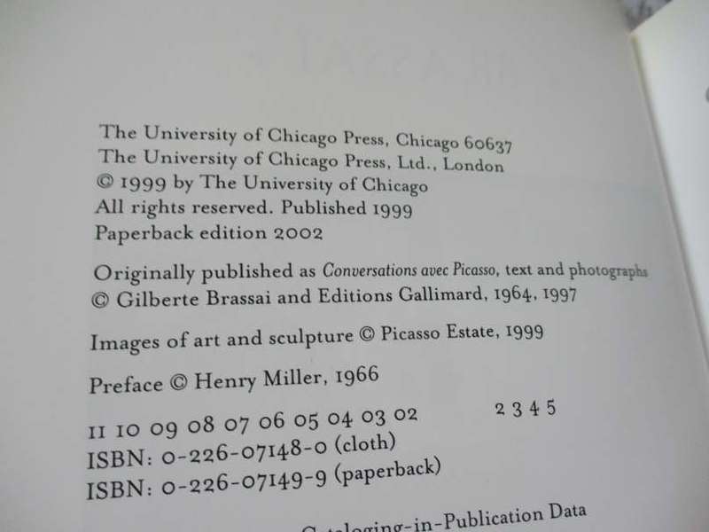 CONVERSATIONS WITH PICASSO - BRASSAI - TRANSLATED BY JANE MARIE TODD - UNIVERSITY OF CHICAGO PRESS