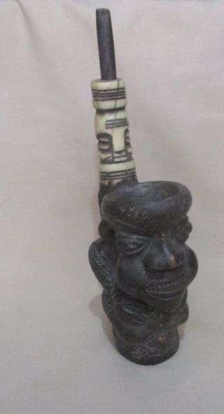 ANTIQUE AFRICAN SMOKING CLAY PIPE