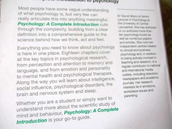 PSYCHOLOGY - A COMPLETE INTRODUCTION - Dr SANDI MANN