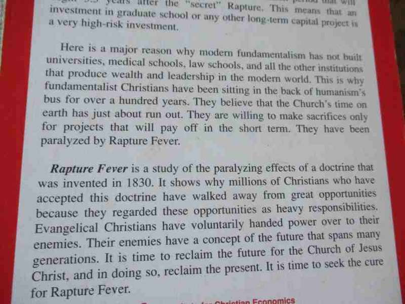 RAPTURE FEVER - WHY DISPENSATIONALISM IS PARALYZED - GARY NORTH