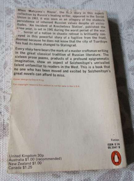 STORIES AND PROSE POEMS - SOLZHENITSYN