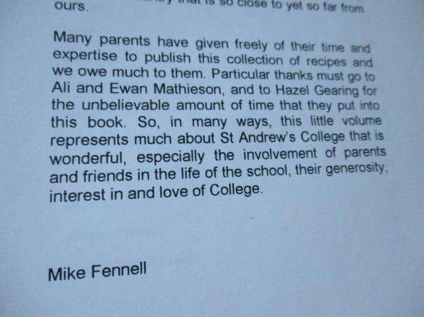 ST ANDREW'S COLLEGE RECIPE BOOK 2000