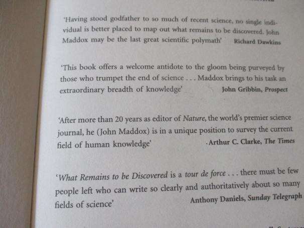 WHAT REMAINS TO BE DISCOVERED - JOHN MADDOX