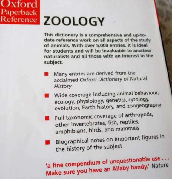 ZOOLOGY -  OXFORD CONCISE DICTIONARY OF ZOOLOGY - MICHAEL ALLABY