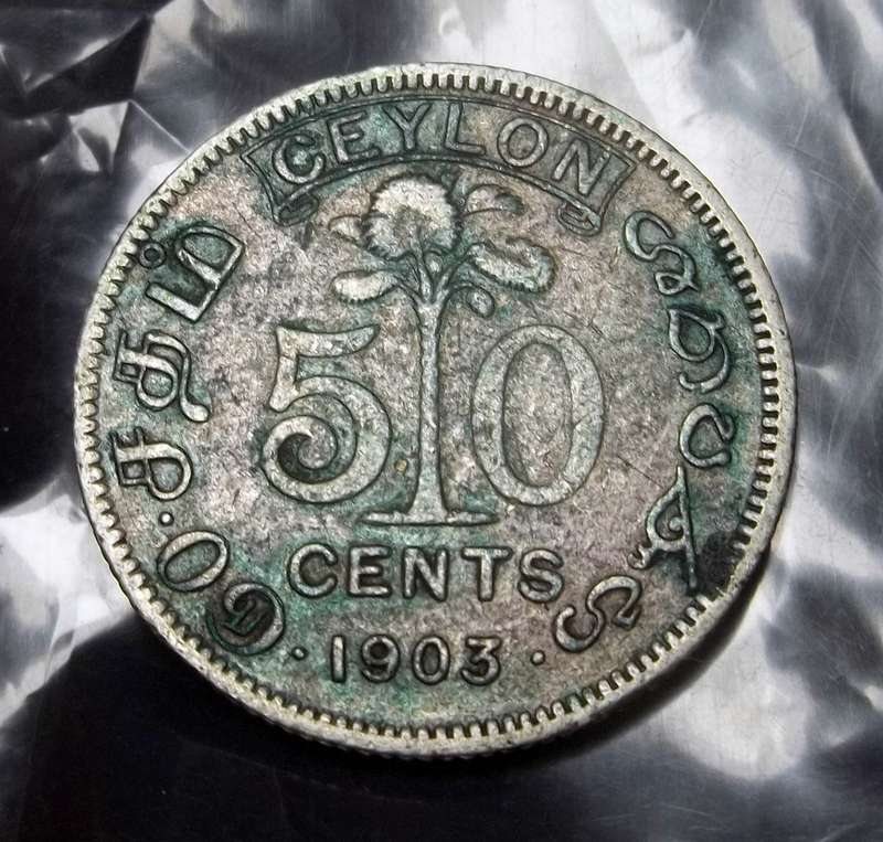 *R1 Auction* Ceylon 50 Cents 1903