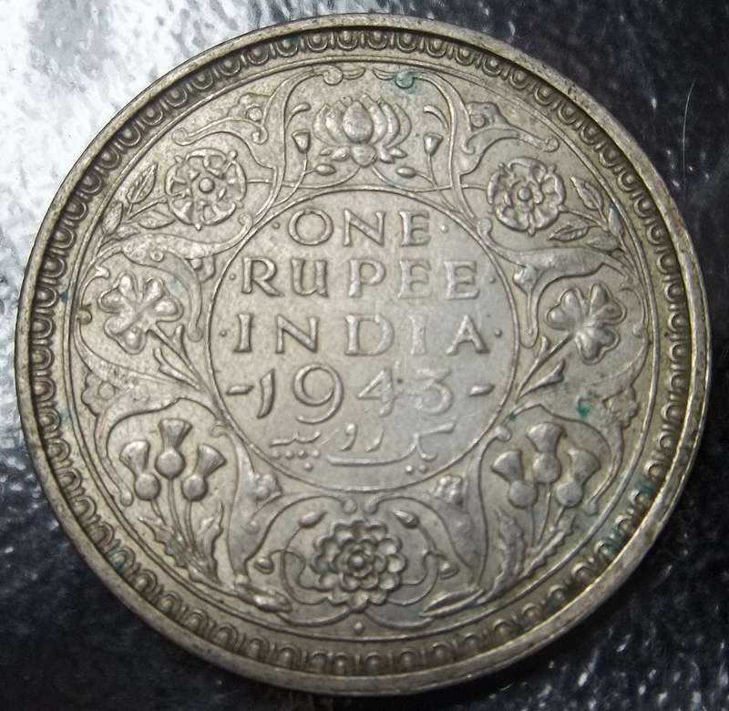 British India 1 Rupee 1943