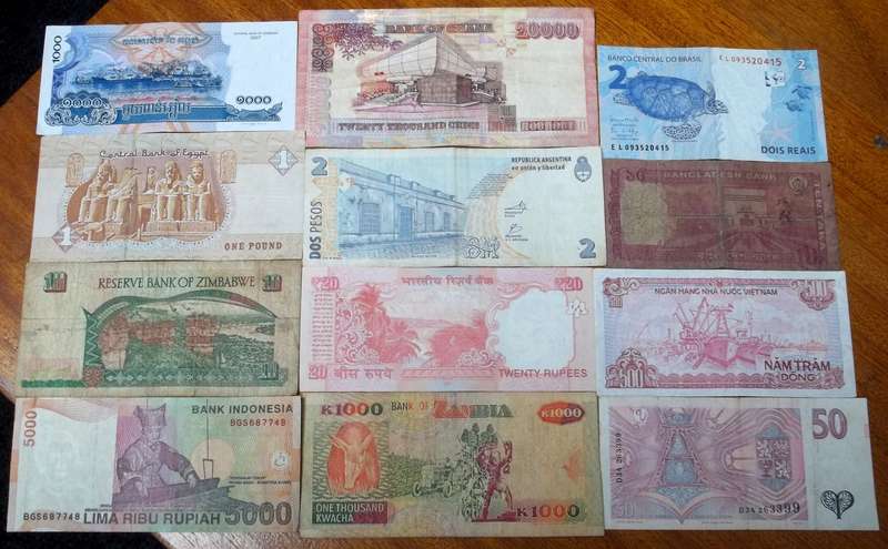 Lot of 12 International bank notes