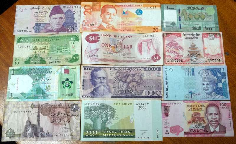 Lot of 12 International bank notes