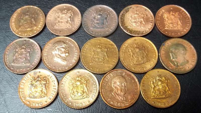 RSA 1970-83 Full set of 1/2 Cents - Proof & Mint state coins
